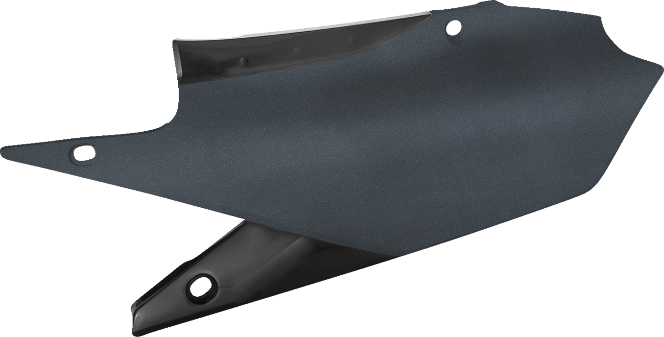 Gray metallic Acerbis side panels for motorcycle body, featuring sleek design and brand-specific styling.
