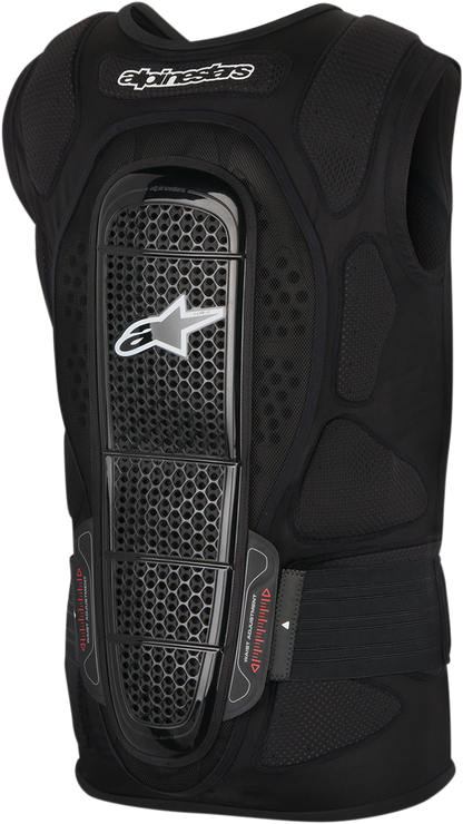 Alpinestars Track 2 vest in black, large size, protective gear with padded panels and adjustable straps for motorcycle safety.