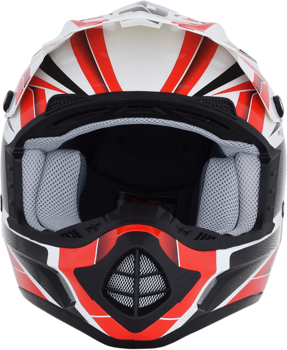 Pearl white and red AFX FX-17 Force helmet in small size, featuring sleek aerodynamic design and clear visor.