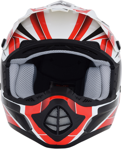 Pearl white and red AFX FX-17 Force helmet in small size, featuring sleek aerodynamic design and clear visor.