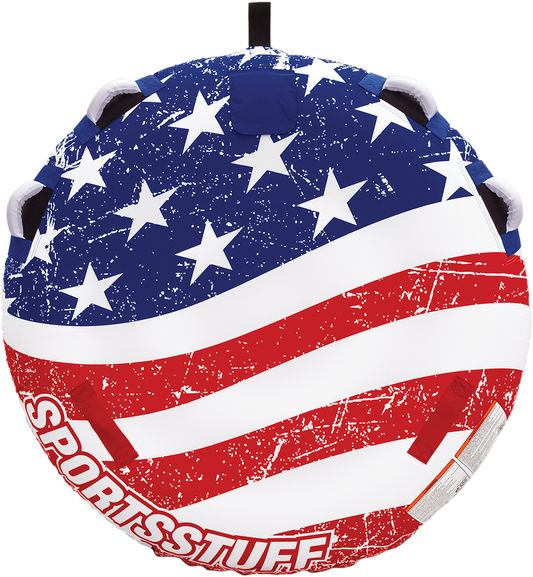 Colorful Stars and Stripes water towable tube by AIRHEAD SPORTS GROUP, designed for fun on the water.