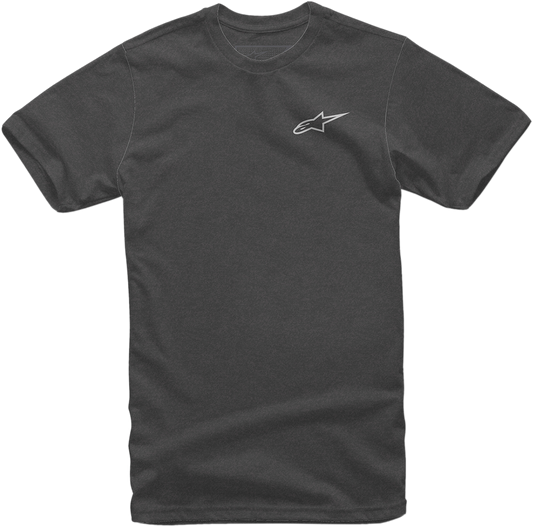 Alpinestars Neu Ageless T-Shirt in charcoal and white, medium size, featuring a casual fit and branded logo on the front.