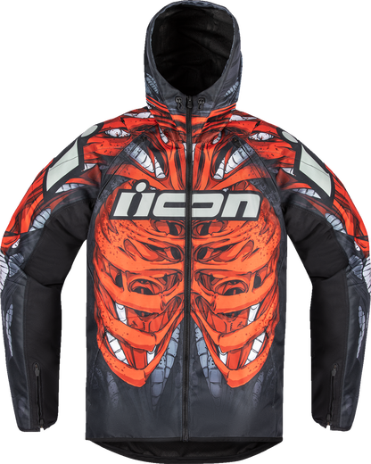 Red ICON Airform Manik'r™ jacket in 3XL size, featuring durable motorcycle jacket design by Bill's Exhausts.