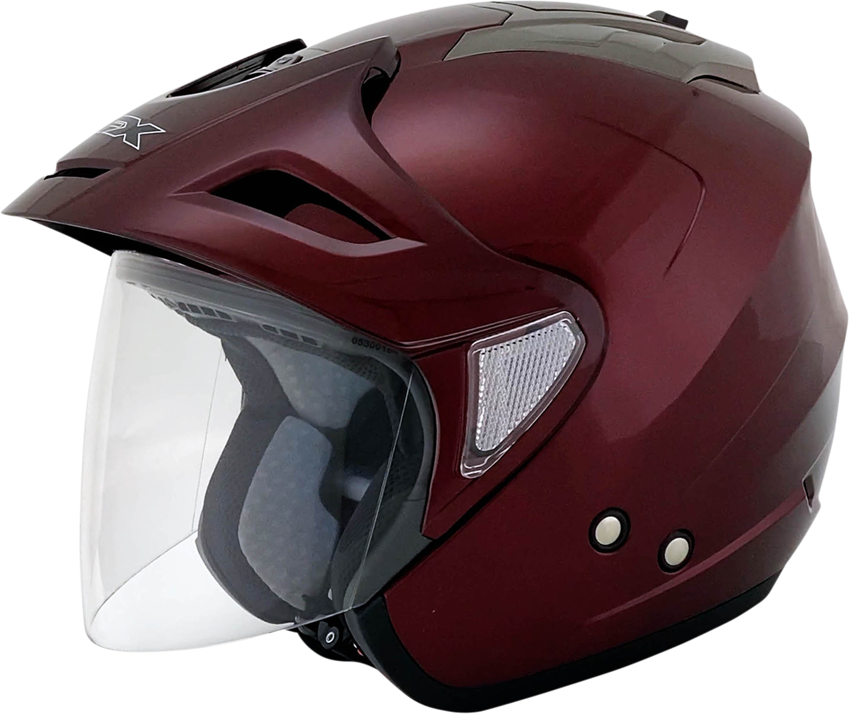 Bill's Exhausts AFX FX-50 helmet in wine color, XS size, featuring a sleek motorcycle helmet design with ventilation vents.