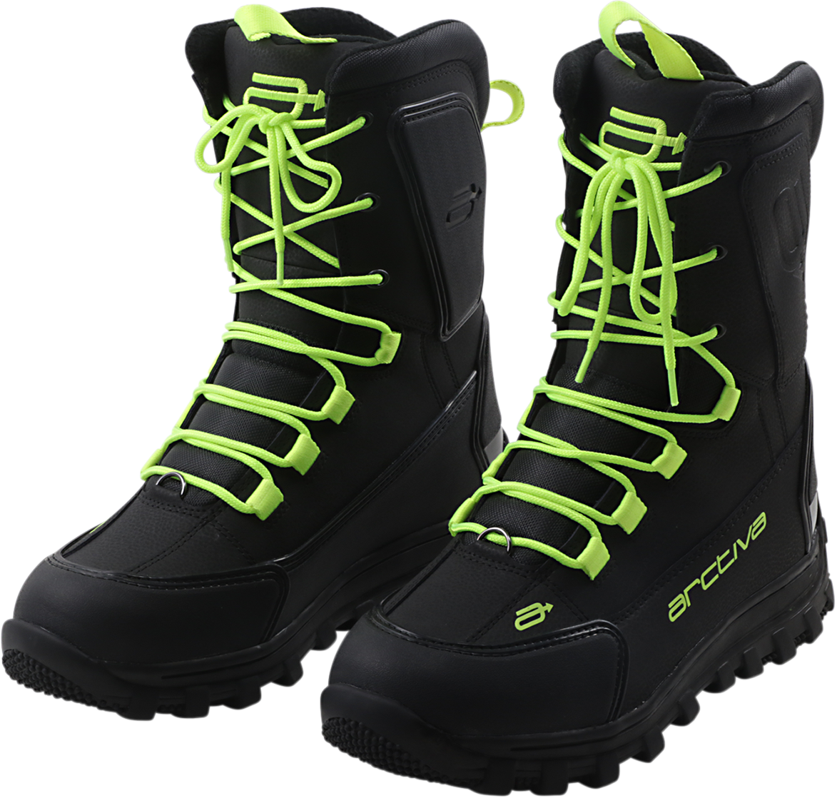 Hi-viz replacement laces for ARCTIVA Advance Boots, size 8-9, by Bill's Exhausts, shown with vibrant neon color and boot eyelets.