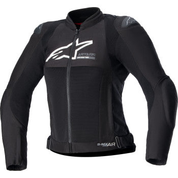 Black Alpinestars Stella SMX Air Jacket in 2XL, shown with detailed fabric and design features, ideal for motorcycle riding.