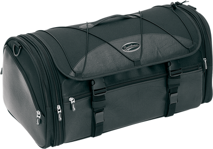Bill's Exhausts SADDLEMEN TR3300DE Deluxe Rack Bag seat with durable fabric and secure straps for motorcycle storage.