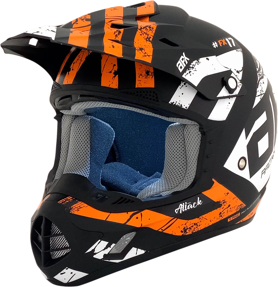 Bill's Exhausts AFX FX-17Y Attack helmet in matte black and orange, large size, with a sleek aerodynamic design.