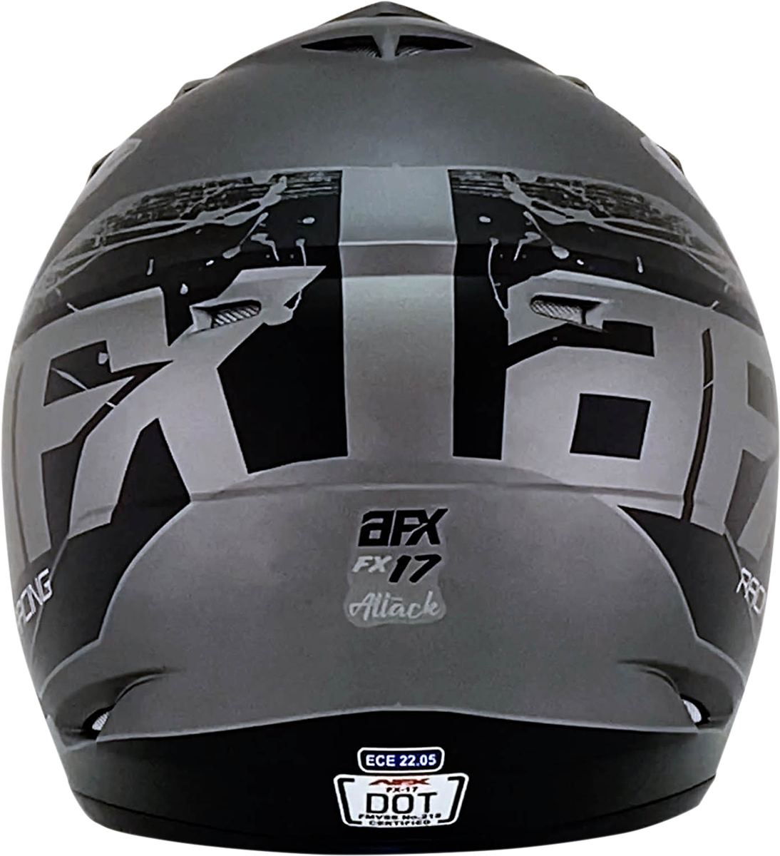 AFX FX-17Y Attack helmet in frost gray and matte black, small size, featuring aerodynamic design and clear visor for motorcycle riding.