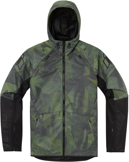 Bill's Exhausts ICON Airform Battlescar™ Green Small jacket with detailed design and lightweight material.