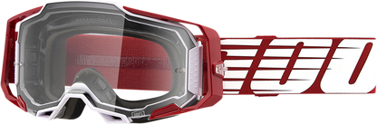 100% Armega Goggles - Oversized Deep Red - Clear 50004-00009 - Howling Moto