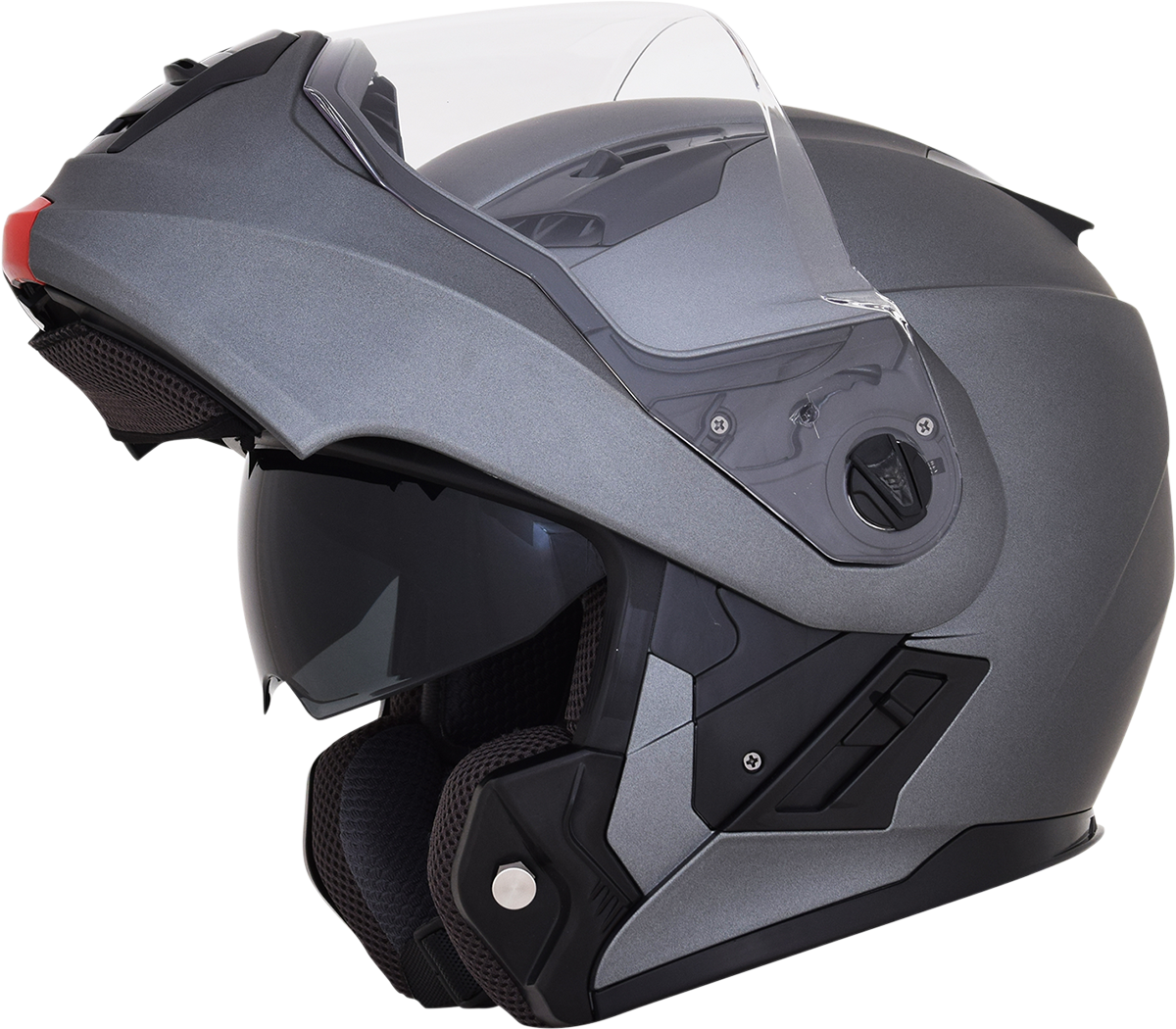 Frost gray AFX FX-111 helmet in medium size with clear visor, featuring streamlined design and vent openings.