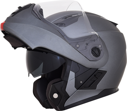 Frost gray AFX FX-111 helmet in medium size with clear visor, featuring streamlined design and vent openings.