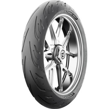 Michelin Power Shift front motorcycle tire, 120/70R17 size, 58H rating, mounted on a wheel, suitable for sport bikes.