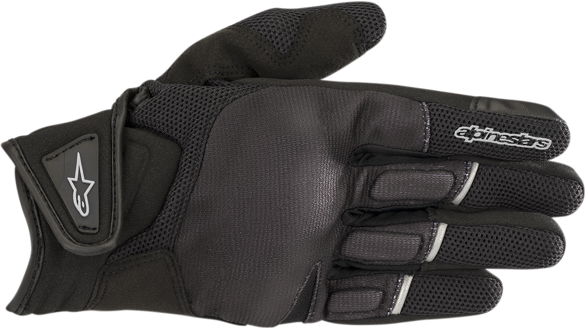 Alpinestars Women Stella Atom Gloves in black, small size, showing the protective motorcycle gloves with textured palms.