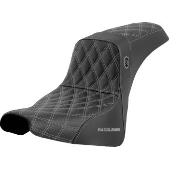 SADDLEMEN Pro Series SDC Performance motorcycle seat without backrest, silver stitch, for FXBB/FXST 2018-2023, by Bill's Exhausts