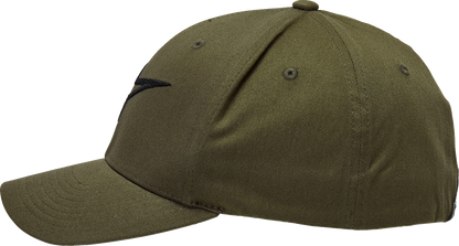 Bill's Exhausts Alpinstars Ageless Curve Hat in military black, small/medium, featuring a curved brim and stylish design.