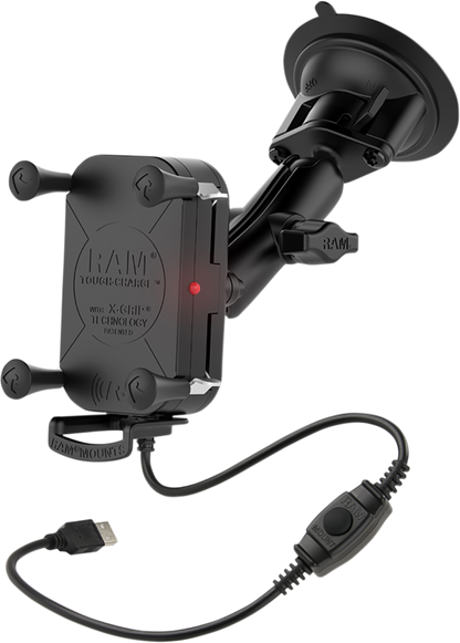 RAM MOUNTS Device Holder - Tough-Charge - Charging - Wireless - Waterproof - Suction Cup Mount RAM-B-166-UN12W - Howling Moto