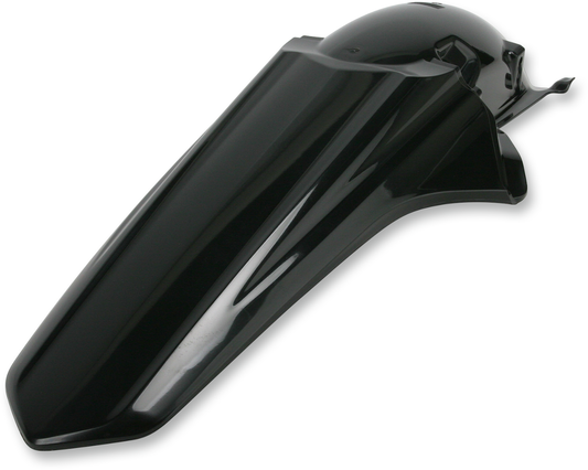A black Acerbis rear fender for motorcycle, designed for durable body protection, shown on a plain background.