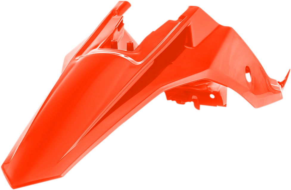 Orange Acerbis rear fender for motorcycles, designed for durability and style, with a sleek body shape and vibrant color.