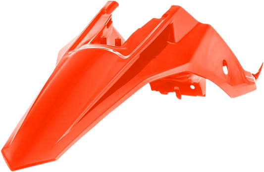 Orange Acerbis rear fender for motorcycles, designed for durability and style, with a sleek body shape and vibrant color.