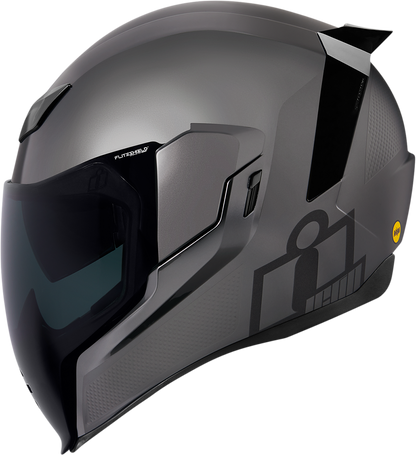 Bill's Exhausts ICON Airflite™ Jewel MIPS® helmet in silver, XS size, with aerodynamic design and ventilation features.
