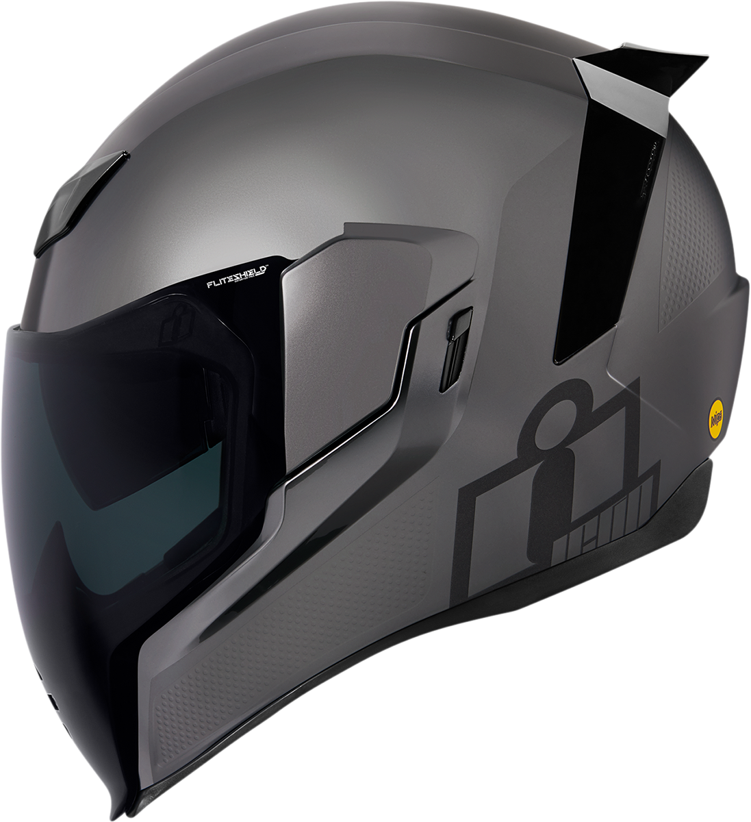 Bill's Exhausts ICON Airflite™ Helmet Jewel MIPS Silver Large helmet with aerodynamic design and ventilation, front view.