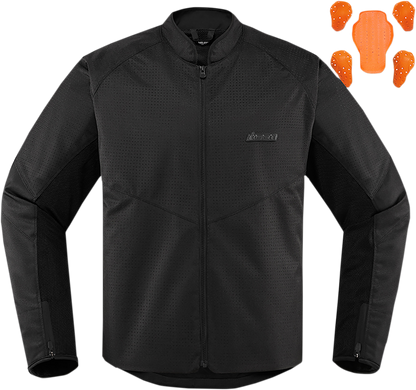 Bill's Exhausts ICON Hooligan Perf Jacket - Stealth large jacket with sleek black design, visible zipper, and textured fabric.