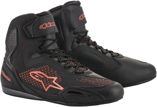 Alpinestars Faster-3 Rideknit® Shoes in black and red, US 7, featuring breathable knit material and sporty design.