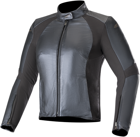 Alpinestars Stella Vika v2 women’s blue leather motorcycle jacket with zippered pockets and logo details, US 6 / EU 42.