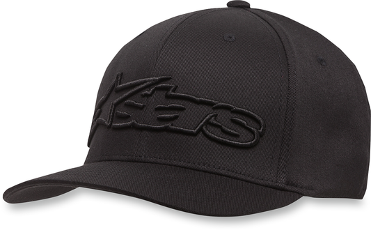 Alpinestars Blaze Flexfit® black and black protective gear hat in large/XL size with embroidered logo.