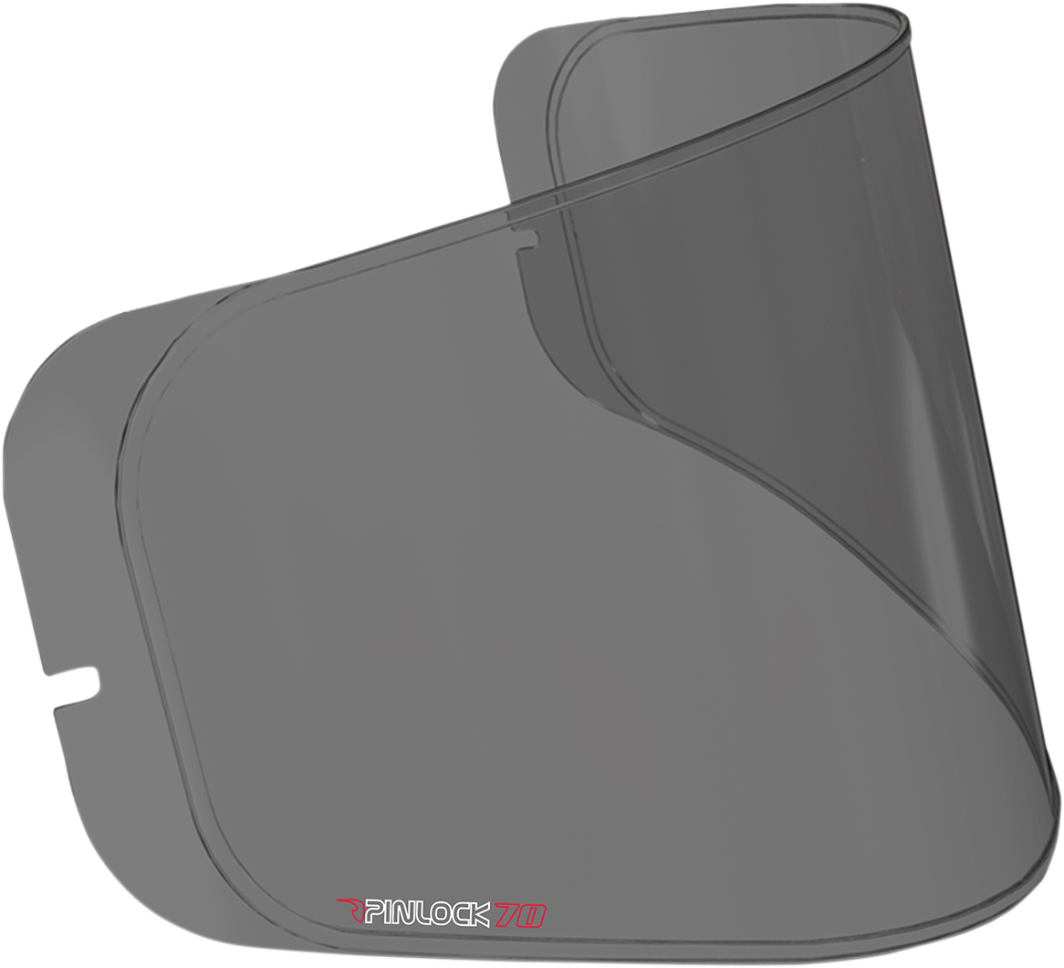 Dark smoke Pinlock® insert lens for ICON helmets, Optics™ series, compatible with Airform, Airmada, and Airframe Pro models.