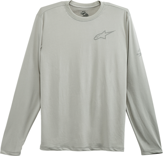 Alpinestars Pursue Performance long-sleeve T-shirt in silver, medium size, featuring a sleek design and brand logo.