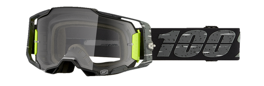 Bill's Exhausts 100% Armega Goggles Antibia Clear lens for eye protection, featuring a sleek design and adjustable strap.