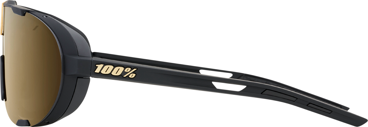 100% Westcraft Sunglasses - Soft Tact Black - Soft Gold Mirror 61046-258-01 - Howling Moto