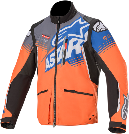 Alpinestars Venture jacket in orange, gray, and blue, 2XL, featuring durable fabric and sporty design.