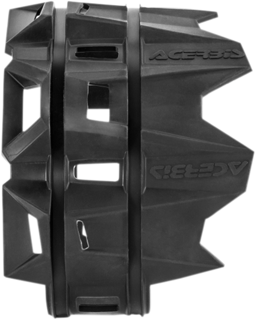 Acerbis silencer guard body in black, designed to protect motorcycle exhaust silencers, with textured surface and mounting points.