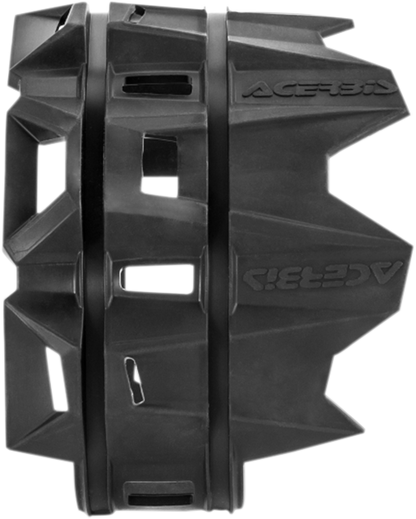 Acerbis silencer guard body in black, designed to protect motorcycle exhaust silencers, with textured surface and mounting points.