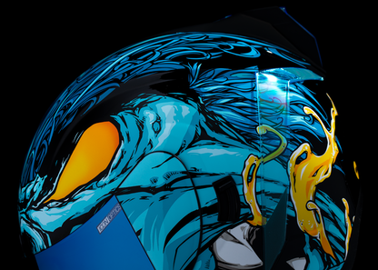 Bill's Exhausts ICON Airform™ helmet in light blue, XL size, featuring MIPS® safety technology and aerodynamic design.