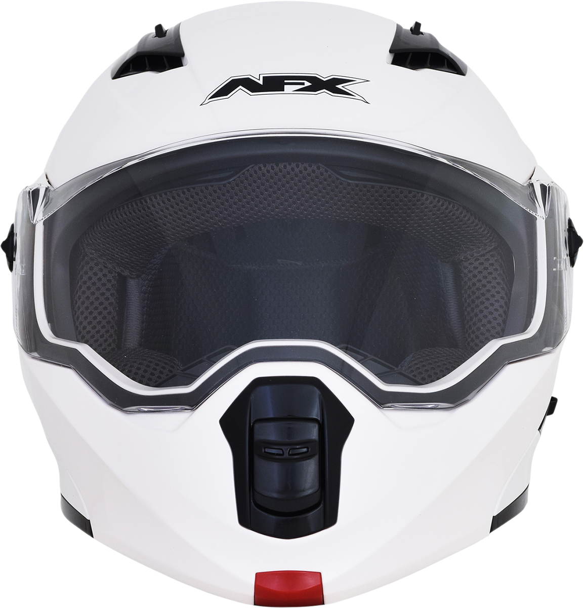 Pearl white AFX FX-111 helmet in small size, with a smooth aerodynamic design and clear visor for motorcycle riding.