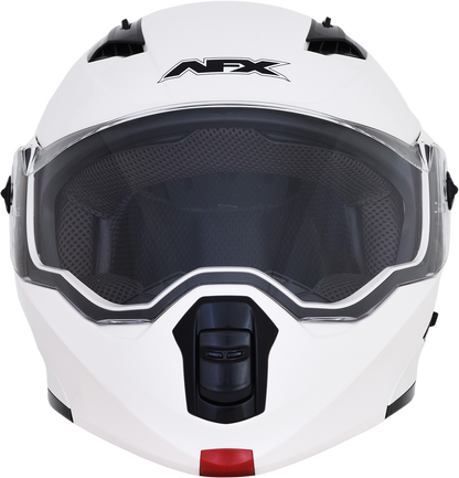 Pearl white AFX FX-111 helmet in small size, with a smooth aerodynamic design and clear visor for motorcycle riding.