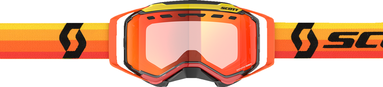 Scott Prospect Snow Cross Goggle with orange/yellow frame and red chrome enhancer lens for snow sports.