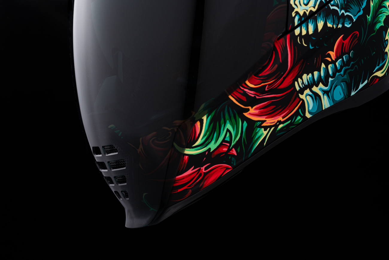 Black ICON Airflite™ helmet with MIPS® technology, large size, featuring a sleek aerodynamic design and Omnicrux branding.