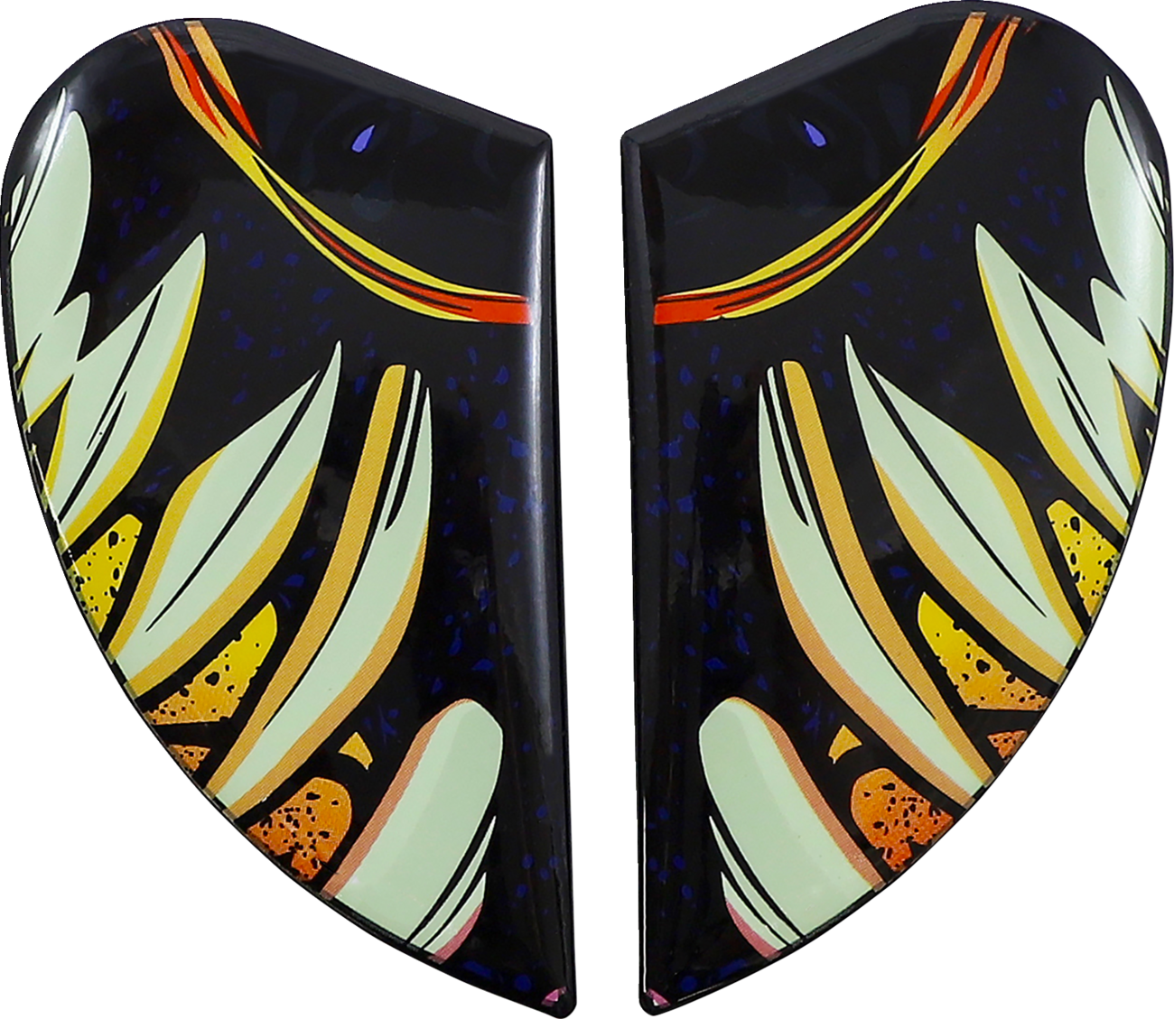 Blue ICON Airframe Pro™ Side Plates for helmets, featuring Soul Food design, by Bill's Exhausts.