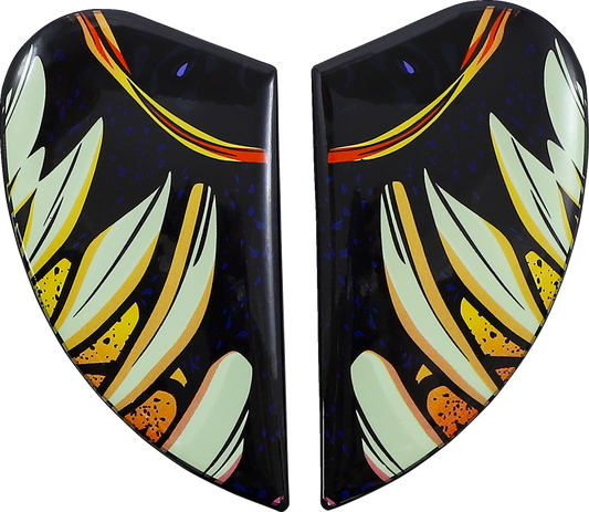 Blue ICON Airframe Pro™ Side Plates for helmets, featuring Soul Food design, by Bill's Exhausts.