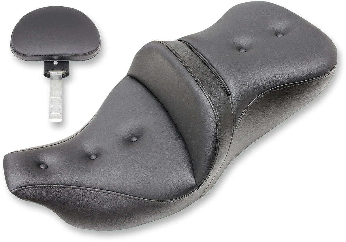 Bill's Exhausts SADDLEMEN Extended Reach Road Sofa Seat with pillow top and backrest for '08-'23 FL motorcycles.