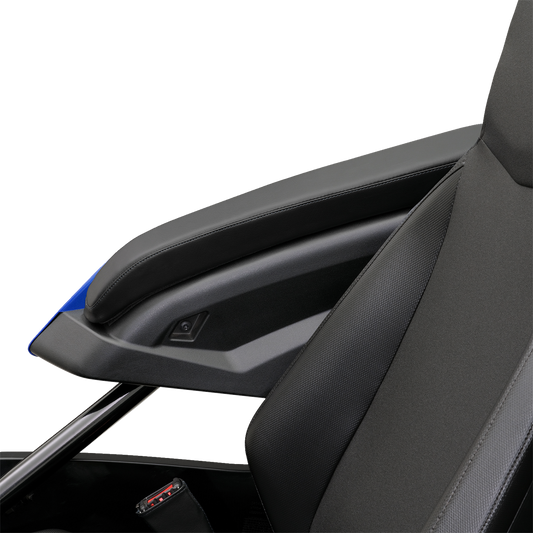 Black SHOW CHROME Kaliber Armrest Pads with black stitching for Slingshot 2015-2022 engine, by Bill's Exhausts.