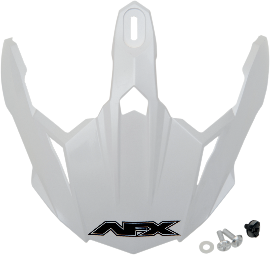 Pearl white AFX FX-39DS Peak helmet with screws, featuring a sleek aerodynamic design and clear visor for motorcycle riding.