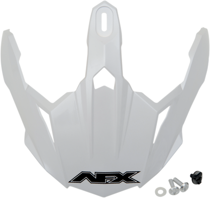 Pearl white AFX FX-39DS Peak helmet with screws, featuring a sleek aerodynamic design and clear visor for motorcycle riding.