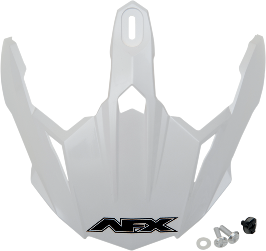 Pearl white AFX FX-39DS Peak helmet with screws, featuring a sleek aerodynamic design and clear visor for motorcycle riding.